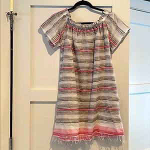 Lemlem Tereza Off Shoulder Cover Up Tunic Dress Sm